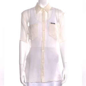 Miu miu logo shirt - see through collared blouse